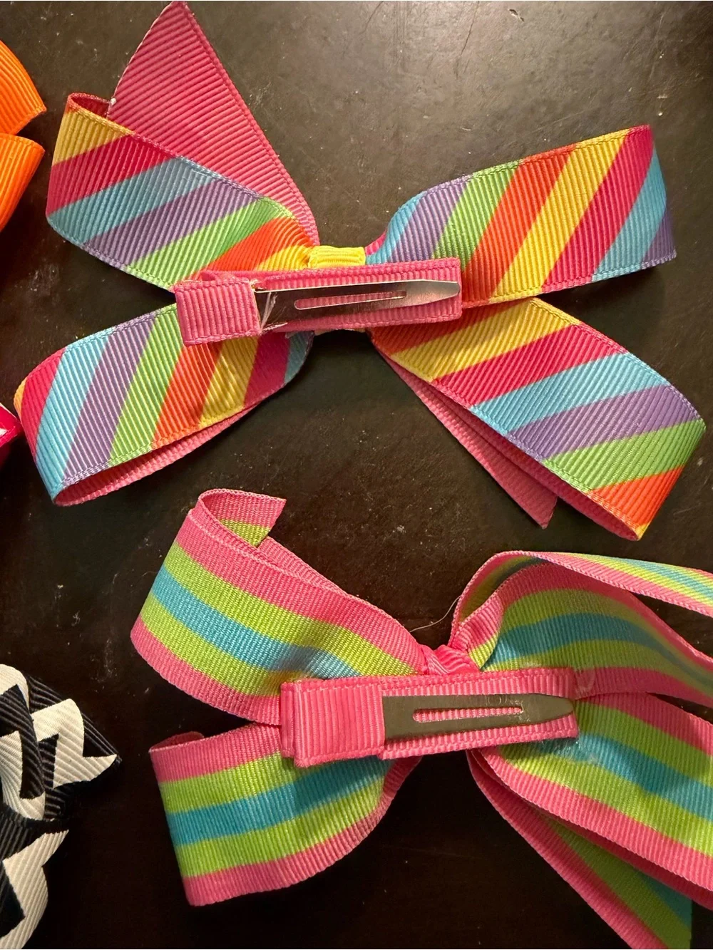 Bundle of 7 clip on handmade hair bows w/ motorcycles and July 4th
